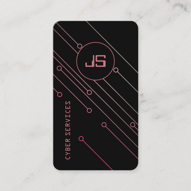 Chip pattern circuit cyber style abstract business card (Front)