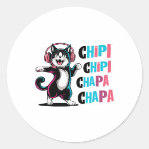 Chipi Chipi Chapa Chapa Dancing Cartoon Cat  Classic Round Sticker