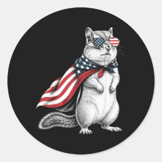 Chipmunk 4th Of July Us Aamerican Flag Patriotic Classic Round Sticker