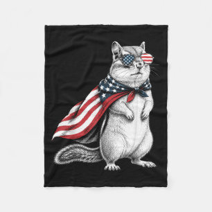 Chipmunk 4th Of July Us Aamerican Flag Patriotic Fleece Blanket