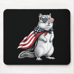 Chipmunk 4th Of July Us Aamerican Flag Patriotic Mouse Pad