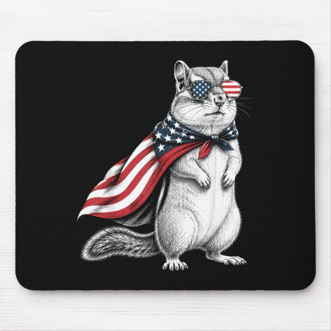 Chipmunk 4th Of July Us Aamerican Flag Patriotic Mouse Pad (Front)