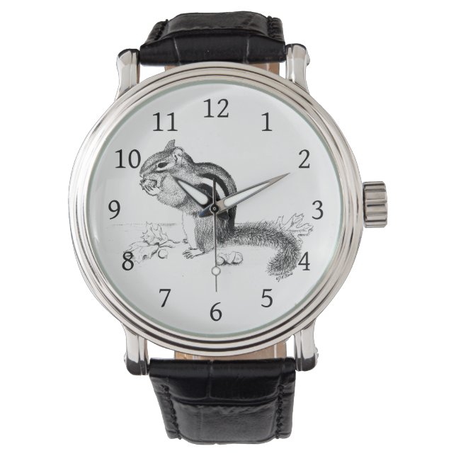 Chipmunk and Acorns Wrist Watch (Front)