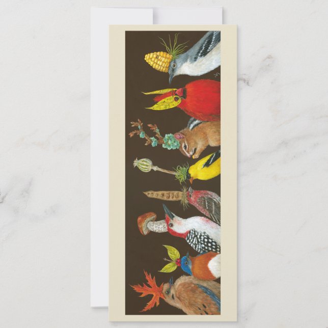 Chipmunk and birds party flat card (Front)