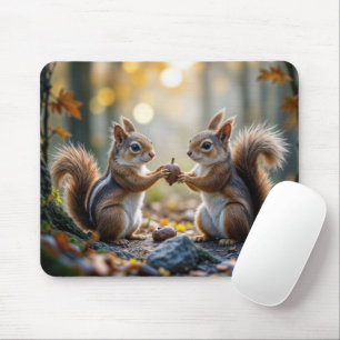 Chipmunk and Squirrel and Sharing an Acorn Mouse Pad