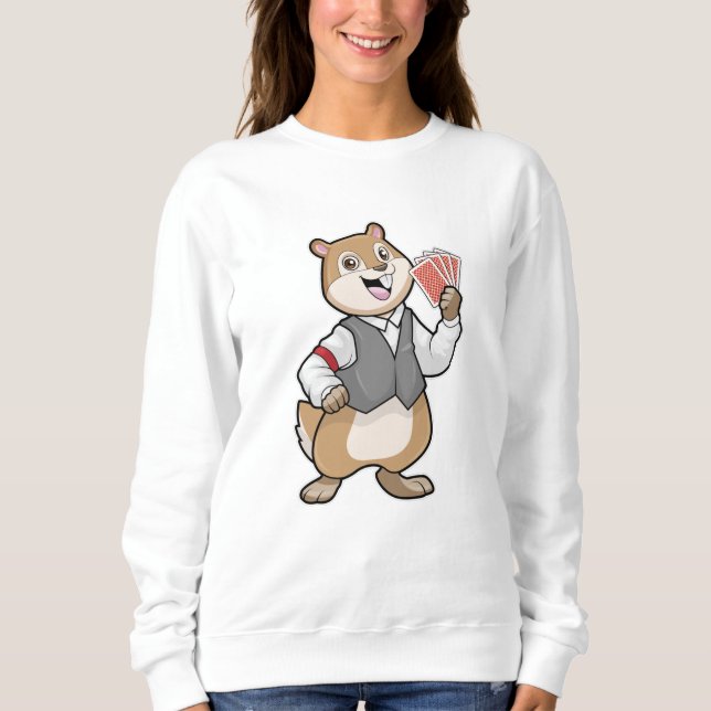 Chipmunk at Poker with Poker cards Sweatshirt (Front)