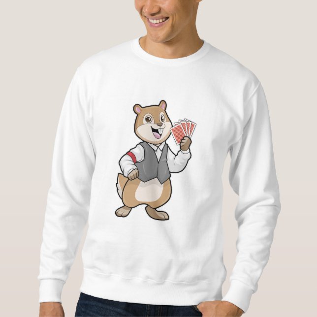 Chipmunk at Poker with Poker cards Sweatshirt (Front)