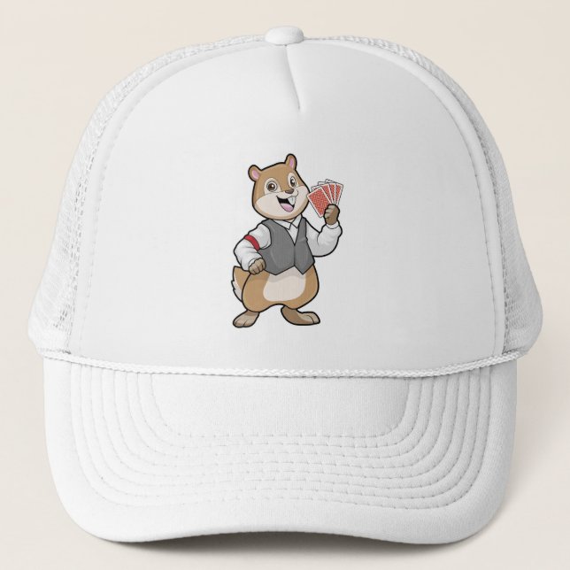 Chipmunk at Poker with Poker cards Trucker Hat (Front)