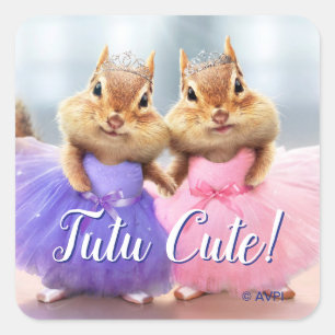 Chipmunk Ballerina Duo Square Sticker