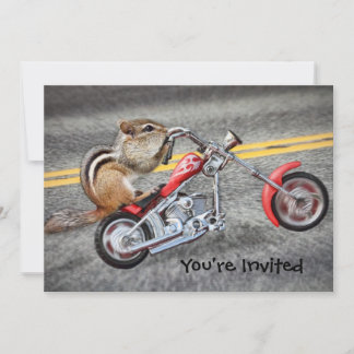 Chipmunk Biker Riding a Motorcycle Invitation