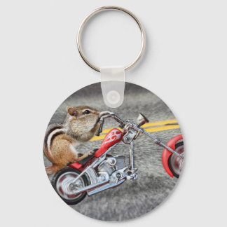 Chipmunk Biker Riding a Motorcycle Key Ring