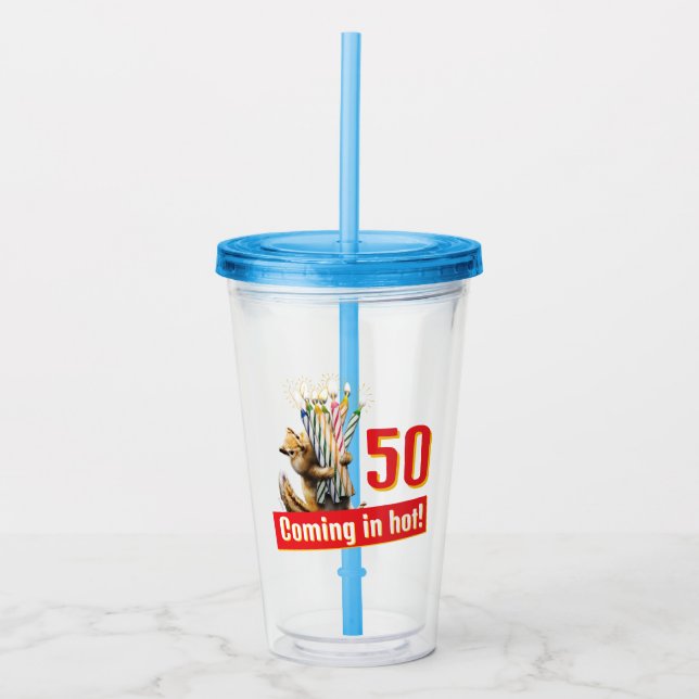 Chipmunk Birthday Candles Acrylic Tumbler (Front)
