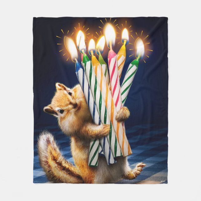 Chipmunk Birthday Candles Fleece Blanket (Front)