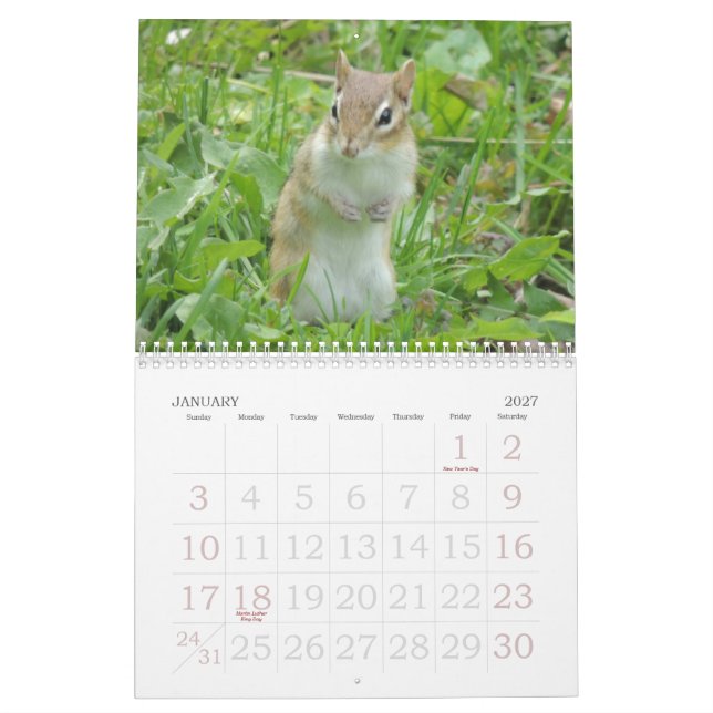Chipmunk Calendar (Jan 2027)