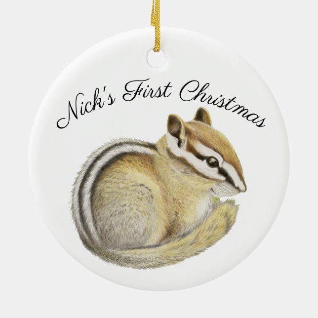Chipmunk Ceramic Ornament (Back)