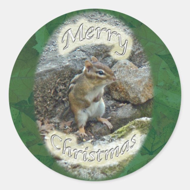 Chipmunk  Christmas Items Classic Round Sticker (Front)
