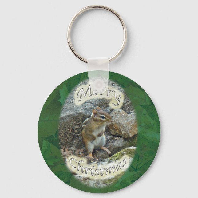 Chipmunk  Christmas Items Key Ring (Front)