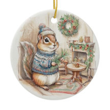 Chipmunk Christmas Wildlife Ornament