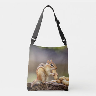 Chipmunk eating a peanut crossbody bag