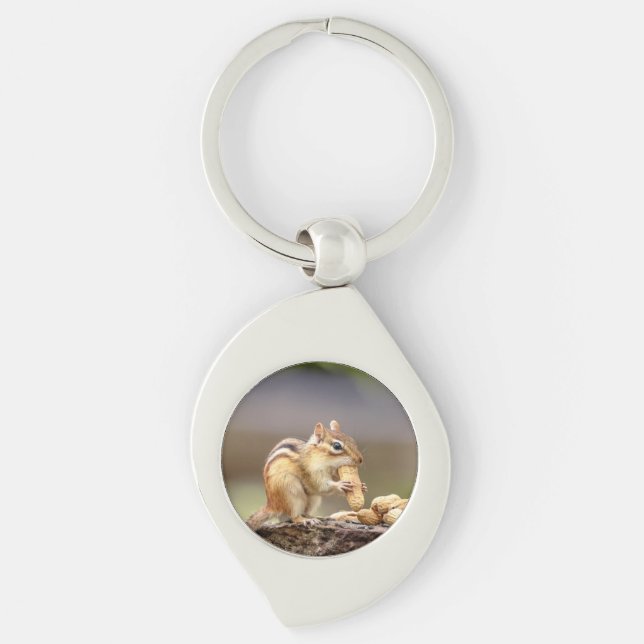 Chipmunk eating a peanut key ring (Front)