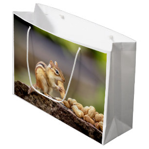 Chipmunk eating a peanut large gift bag