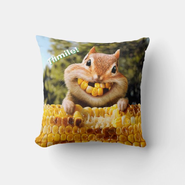 Chipmunk Eating Corn Cushion (Front)