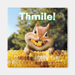 Chipmunk Eating Corn Magnet