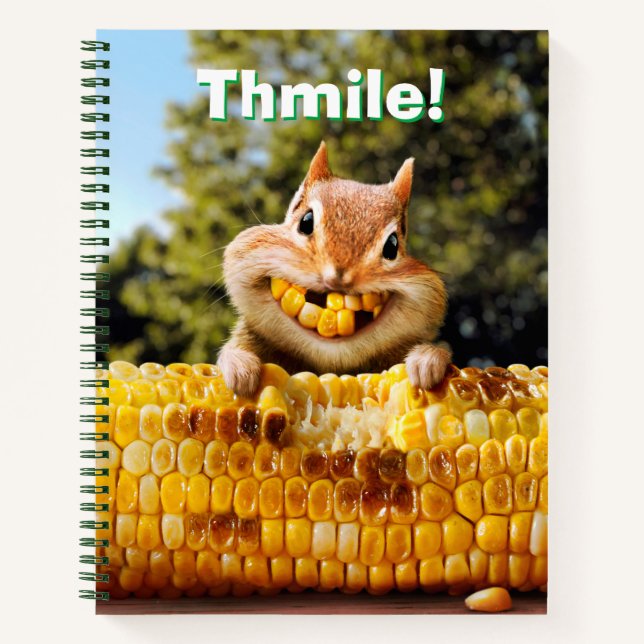 Chipmunk Eating Corn Notebook (Front)