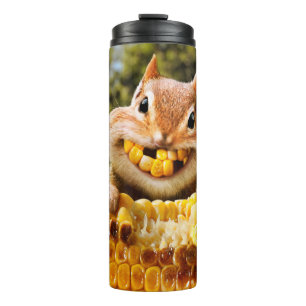 Chipmunk Eating Corn Thermal Tumbler