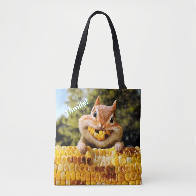 Chipmunk Eating Corn Tote Bag (Front)