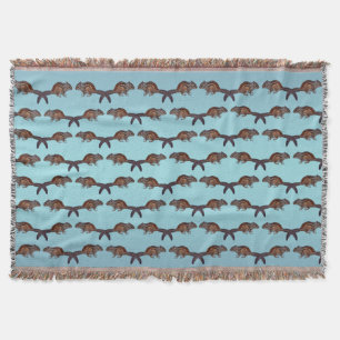 Chipmunk Frenzy Throw Blanket (Sky Blue Mix)