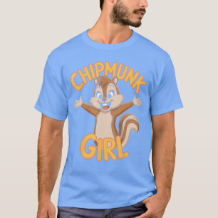Chipmunk Girl Cute Funny Cartoon Animal Nature Lov T-Shirt