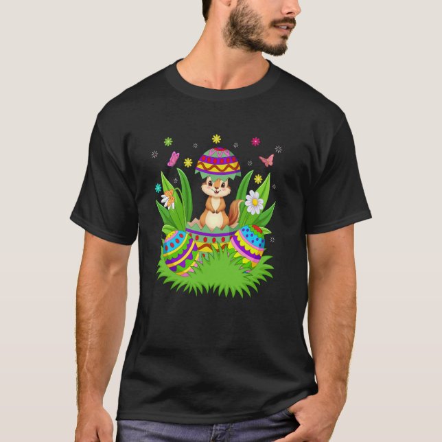 Chipmunk Happy Easter Bunny Egg Hunt Chipmunk East T-Shirt (Front)