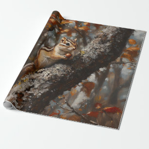 Chipmunk in a Tree Decoupage Wrapping Paper