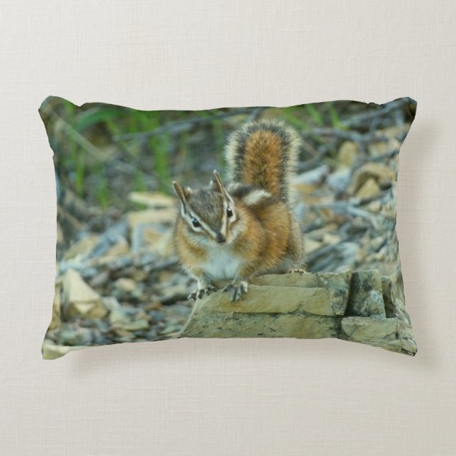 Chipmunk in Glacier National Park Decorative Cushion (Front)