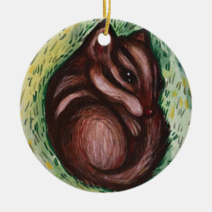 Chipmunk in Spring Ceramic Tree Decoration