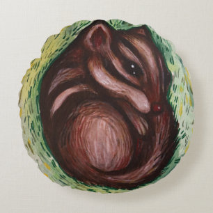 Chipmunk in Spring Round Cushion