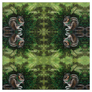 Chipmunk in The Moss Forest Fabric