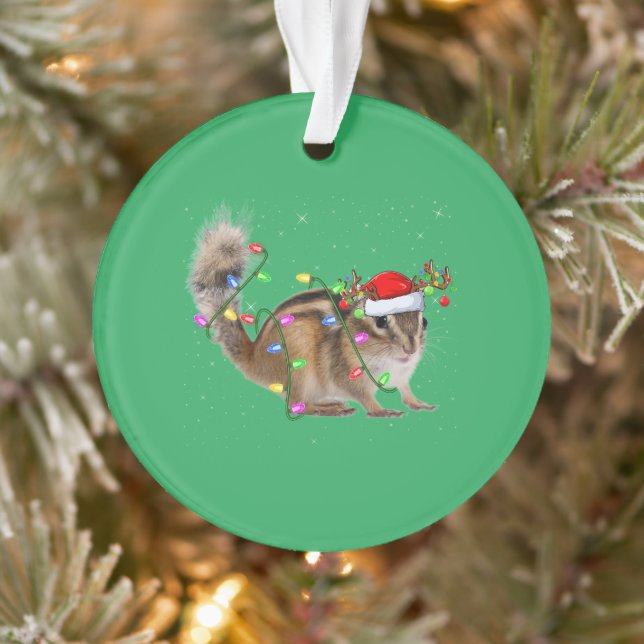 Chipmunk Lover Xmas Lighting Santa Chipmunk Xmas Ornament (Tree)