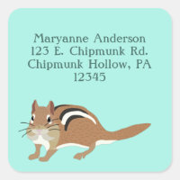 Chipmunk Mint Green Return Address Labels
