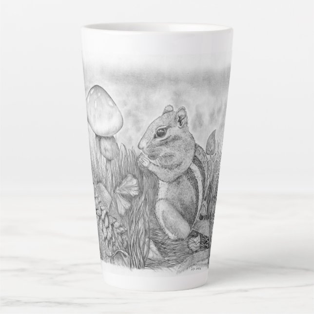 Chipmunk Nibbling Latte Mug (Front)