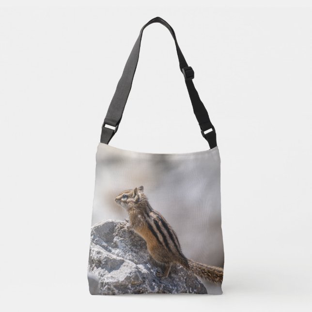 Chipmunk on Rock Nature Crossbody Bag (Front)