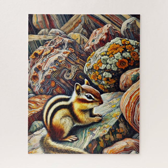 Chipmunk on the Rocks 500 Piece Puzzle (Vertical)