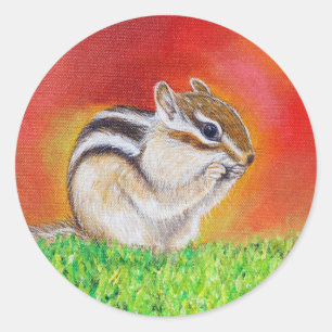 Chipmunk Painting Classic Round Sticker