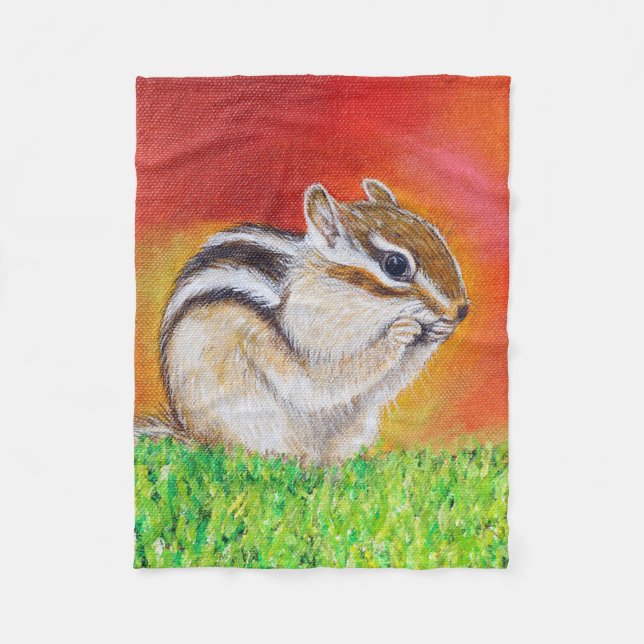 Chipmunk Painting Fleece Blanket (Front)
