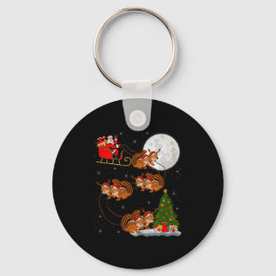 Chipmunk Santa Sleigh Flying Funny Magical Christm Key Ring