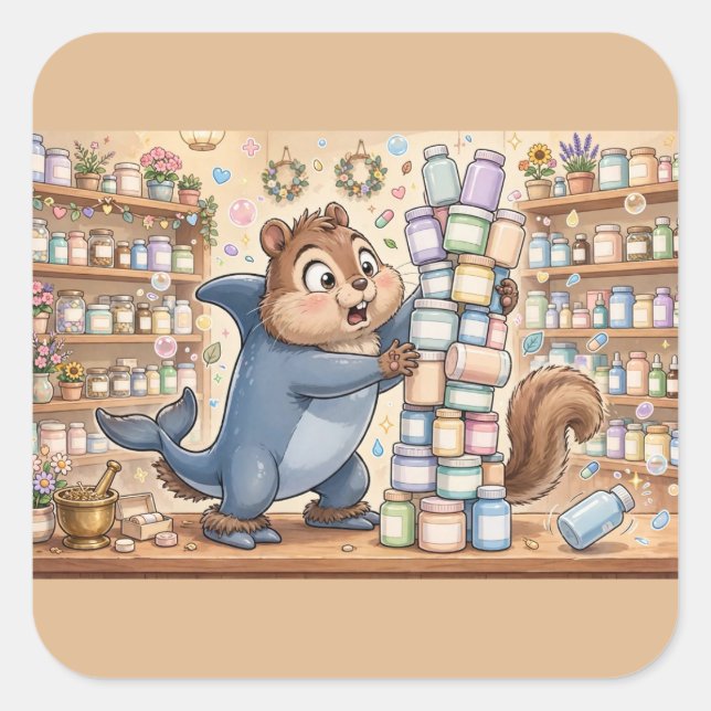 Chipmunk Shark Apothecary Sticker  (Front)