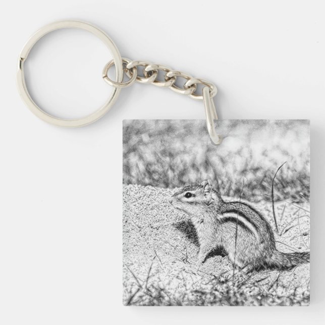 Chipmunk Sketch Key Ring (Front)