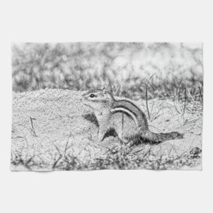 Chipmunk Sketch Tea Towel