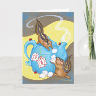 Chipmunk Tea Party / Birthday Greeting Card